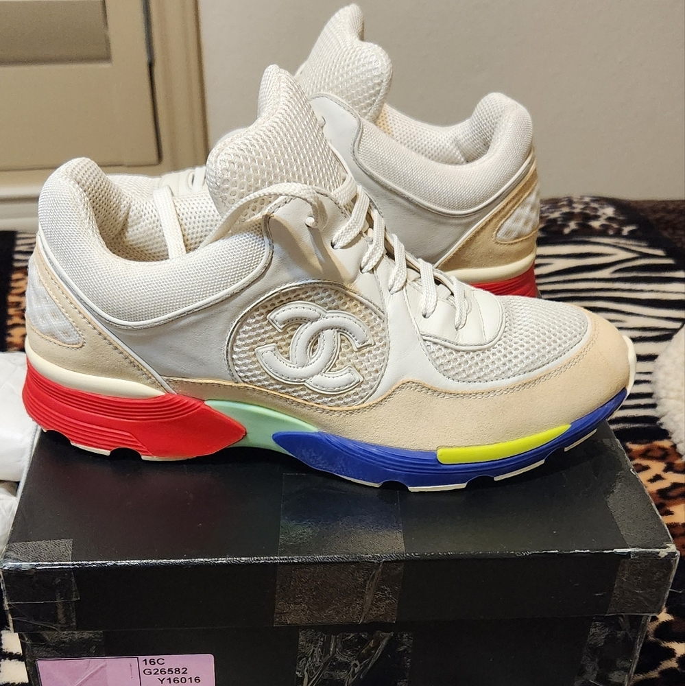Chanel seoul cruise multicolored CC leather and mesh sneakers size 39
